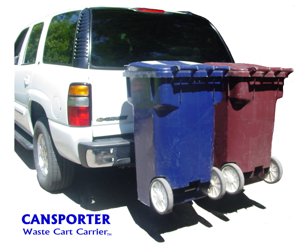 Haul two trash carts to roadside with your car, truck, UTV, ATV or Golf Car with our dual cart Cansporter.  No heavy lifting required.  Cansporter, the original trash cart carrier.