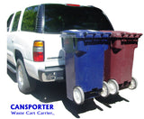 Haul two trash carts to roadside with your car, truck, UTV, ATV or Golf Car with our dual cart Cansporter.  No heavy lifting required.  Cansporter, the original trash cart carrier.
